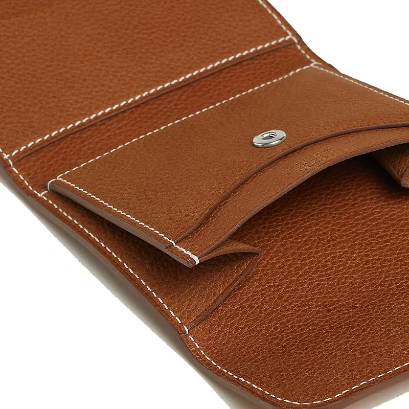 HERMES Iliade Barenia Faubourg Calfskin Card Holder Women's 34 Fauve Light Tawny-2