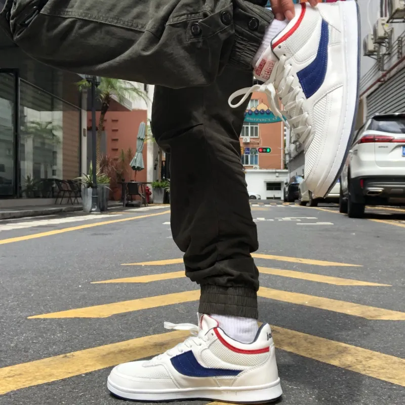 JACLAR Anti Slip Wear Resistant Low Top Skateboard Shoes Unisex White Blue-6