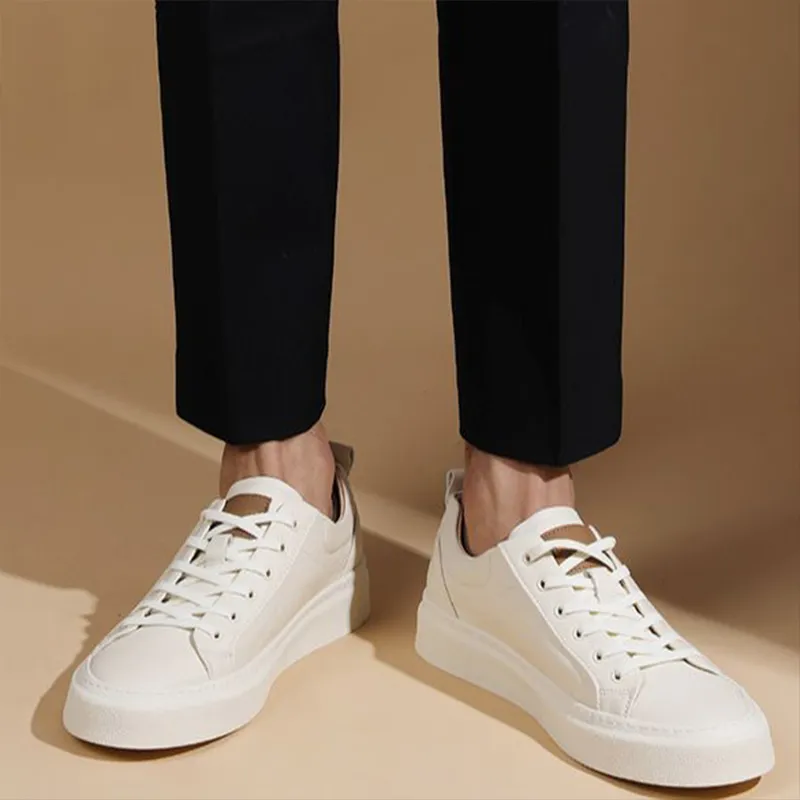 TIMOTHY&CO. Commute To Work Low Top Casual Shoes Men's White Genuine Leather-8