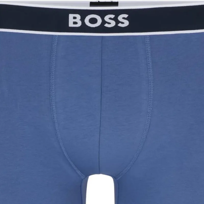 HUGO BOSS FW23 Stretch-Cotton Boxer Briefs With Stripe-Framed Logos Boxer Shorts Men's Light Blue-1