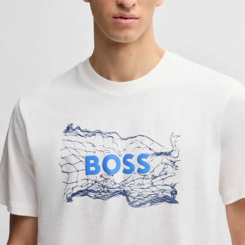 Boss Logo artwork Cotton T shirt-4