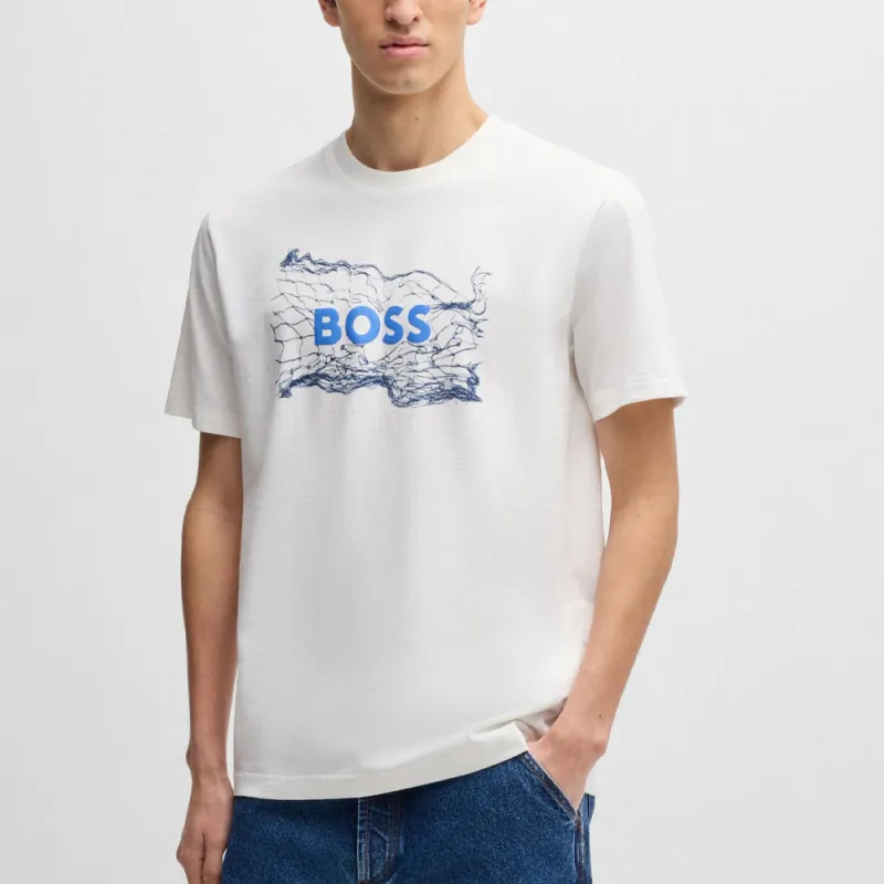 Boss Logo artwork Cotton T shirt-2