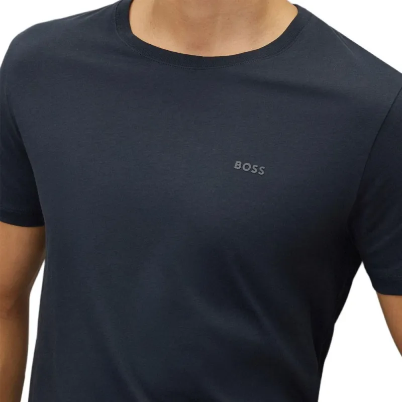 HUGO BOSS Slim Fit T Shirt In Pure Cotton With Liquid Finishing T Shirt Men's Dark Blue-3