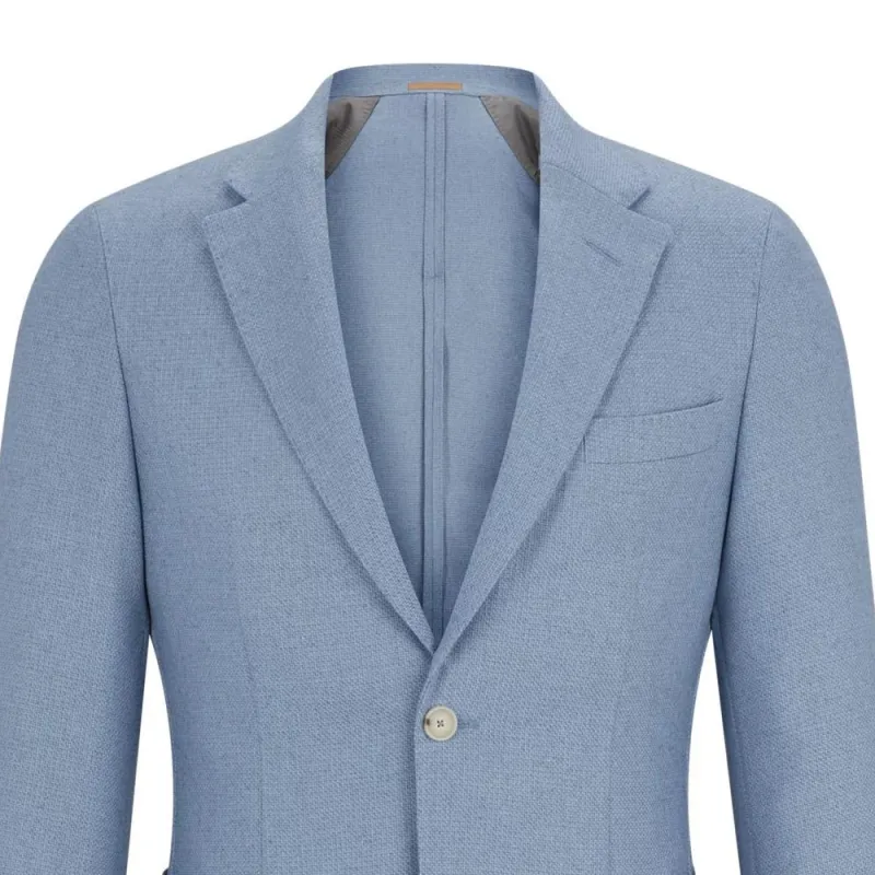 HUGO BOSS Slim-Fit Jacket In Virgin Wool Silk And Cashmere Jackets Coats Men's Light Blue-1