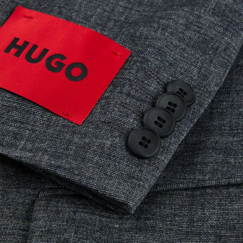 HUGO BOSS Slim-Fit Three-Piece Suit In Performance-Stretch Jersey Business Suits Men's Gray-1
