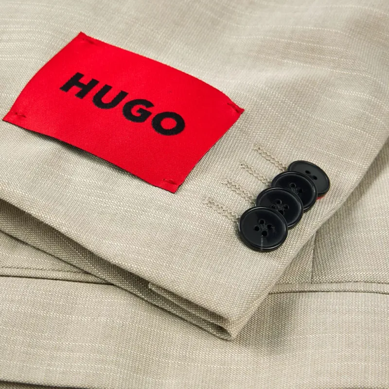 HUGO BOSS Slim-Fit Suit In Patterned Performance-Stretch Fabric Business Suits Men's Light Brown-1