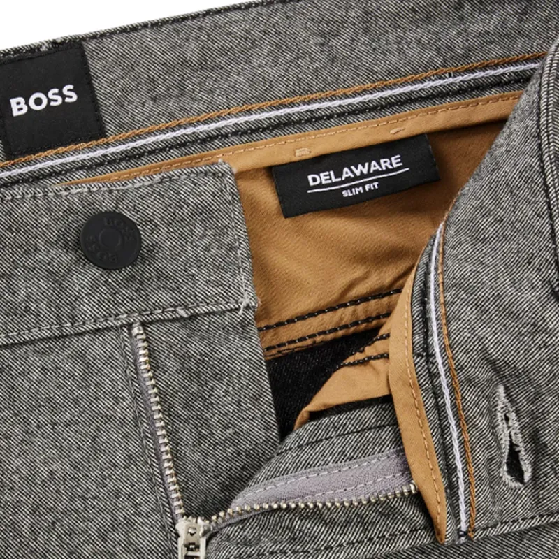 HUGO BOSS Slim-Fit Jeans In Two-Tone Brushed Twill Casual Pants Men's Gray-4