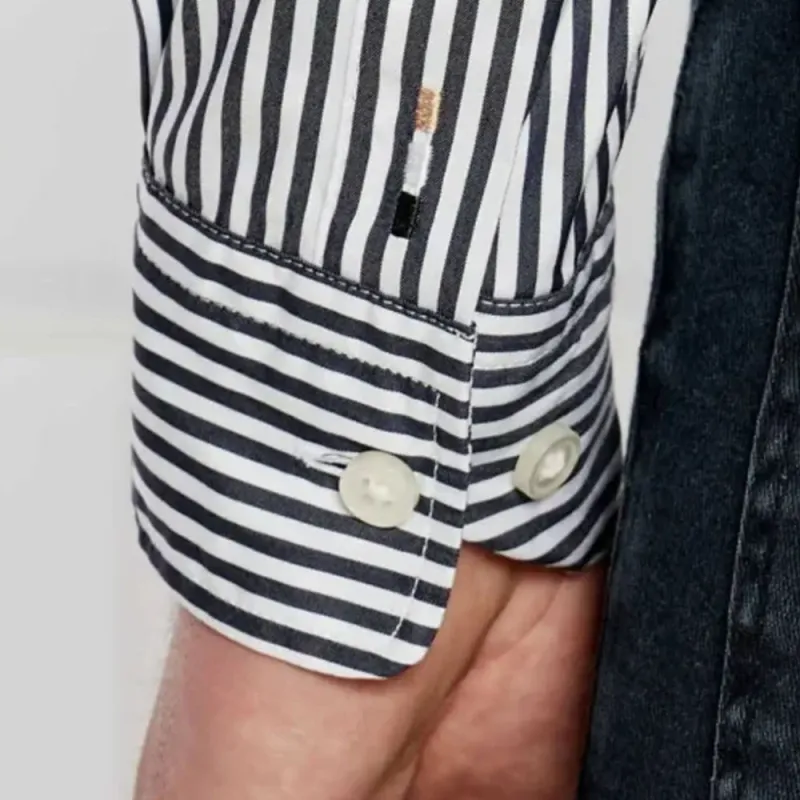 HUGO BOSS Pinstriped Curved Hem Shirt-3