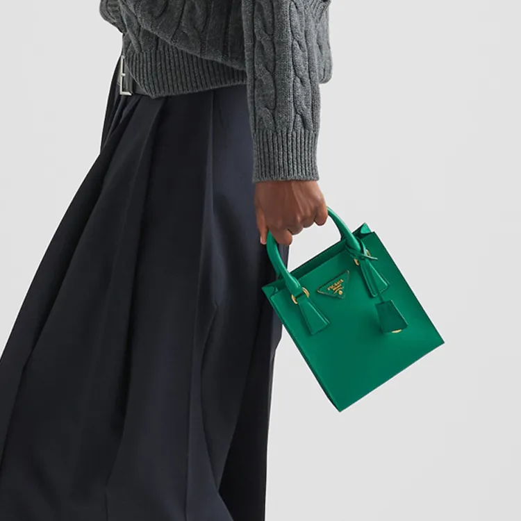PRADA Saffiano Leather Shoulder Bag Crossbody Bag Handbag Women's Green-3