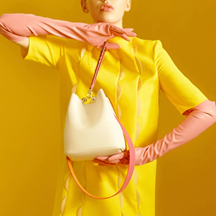 FIND KAPOOR Artificial Leather Bucket Bags Shoulder Bag Crossbody Bag Regular Women's Pink/Blue/White/Green-3