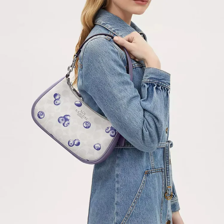 COACH Teri Blueberry Print Shoulder Bags Light Violet-3
