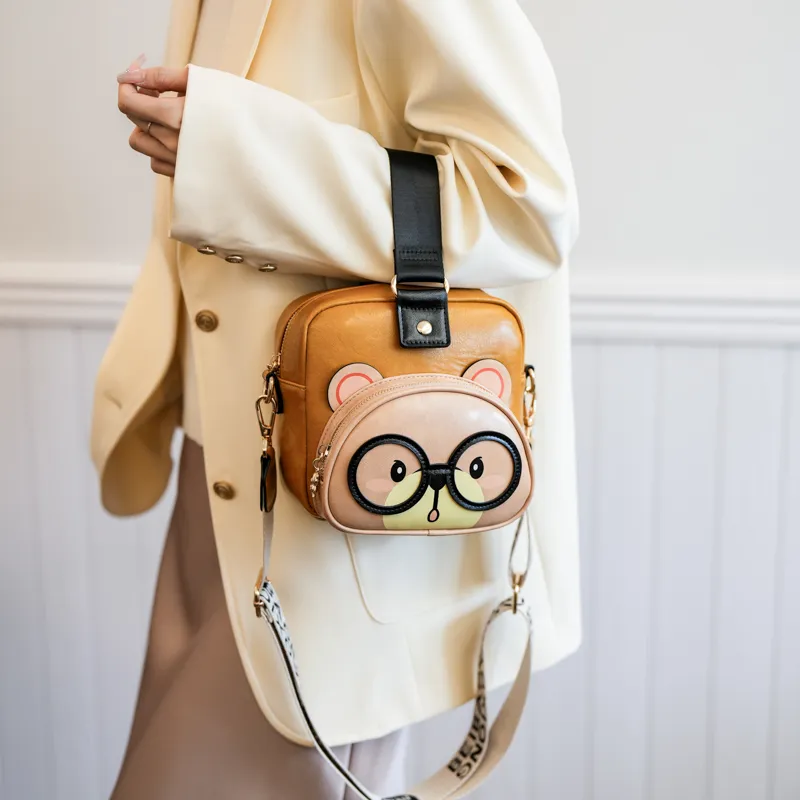 North Pack PU Crossbody Bag Regular Women's Pink/Brown/Yellow-5