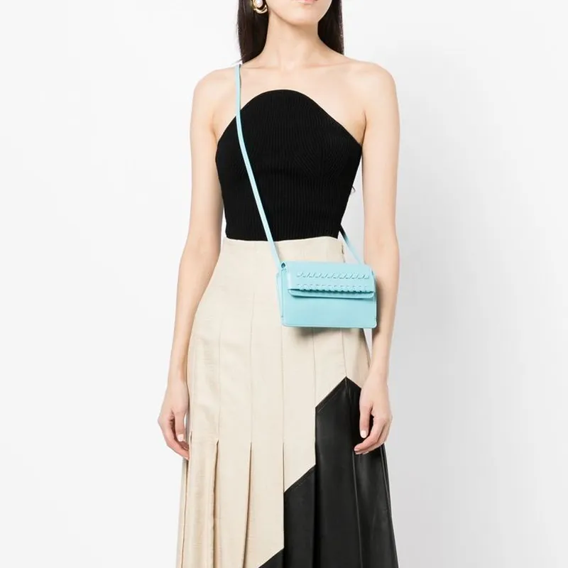 Chloe Mony Smooth Calf Leather Handheld Shoulder Bag, Crossbody Bag, Wallet Women's Light Blue-3