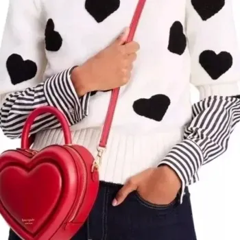 Kate Spade Sheepskin Heart-Shaped Bag Handbag Shoulder Bag Crossbody Bag Women's Cherry Red