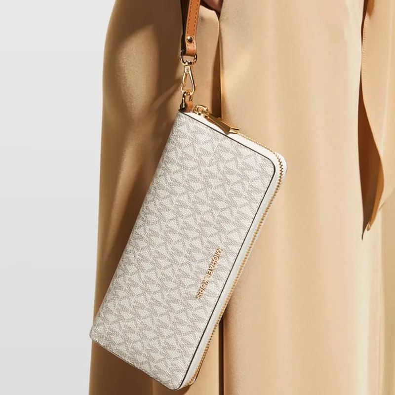 MICHAEL KORS Jet Set Coated Canvas Wallet Tubas Women's Vanilla White-3
