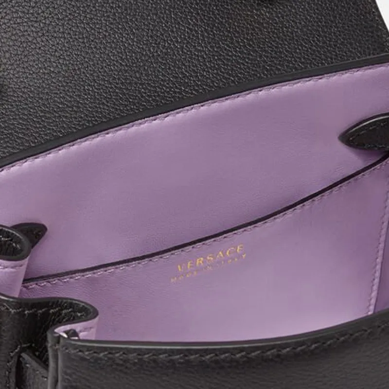 VERSACE La Medusa Cow Leather Shoulder Bag Crossbody Bag Handbags Small Size Women's Black-3
