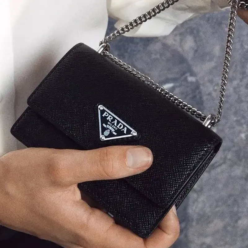 PRADA Saffiano Leather Wallet Card Holder Card Holder Women's Black-2