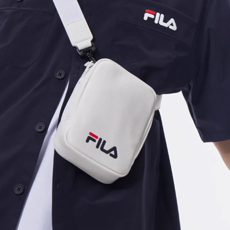 FILA Polyurethane Synthetic Leather Cell Phone Pouch, Shoulder Bag, Crossbody Bag Regular Unisex White-4