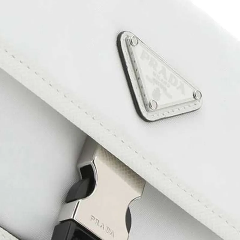 PRADA Leather Nylon Cell Phone Pouch Unisex White-3