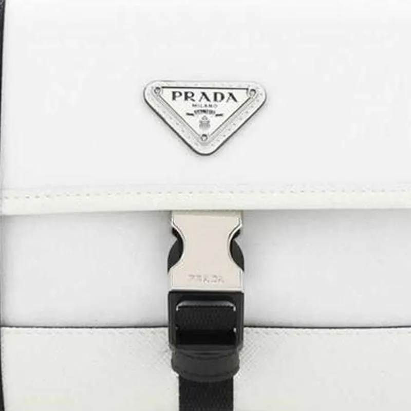 PRADA Leather Nylon Cell Phone Pouch Unisex White-4