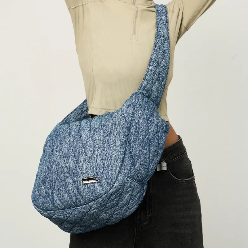SMTING STUDIO Fabric Couple's Sports Bag, Crossbody Bag Medium Size Unisex Denim Blue-5