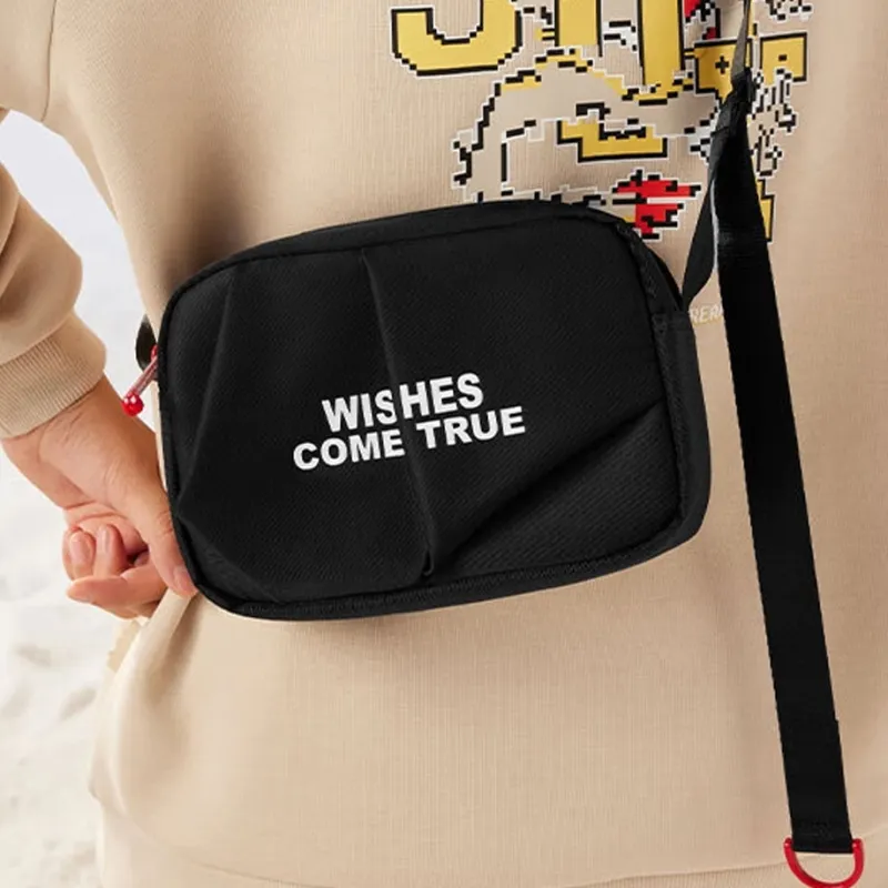 361° Fabric Crossbody Bag Shoulder Bag Unisex Black-5