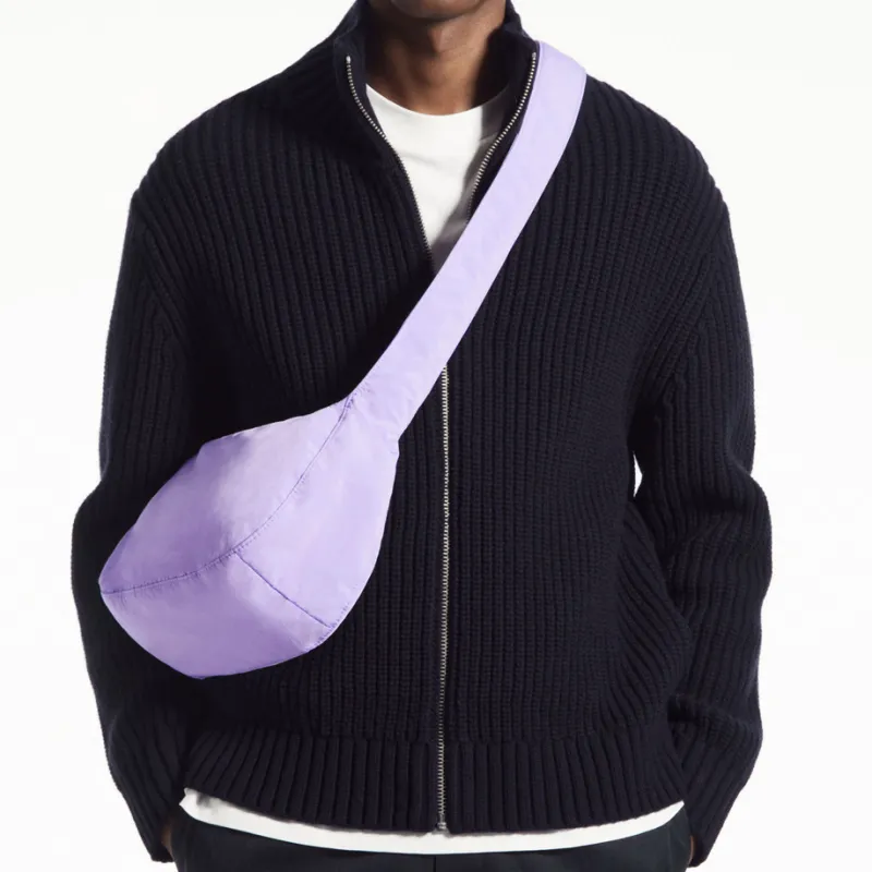 COS Polyamide Saddle Bag, Shoulder Bag, Crossbody Bag Medium Size Unisex Lilac Color-3