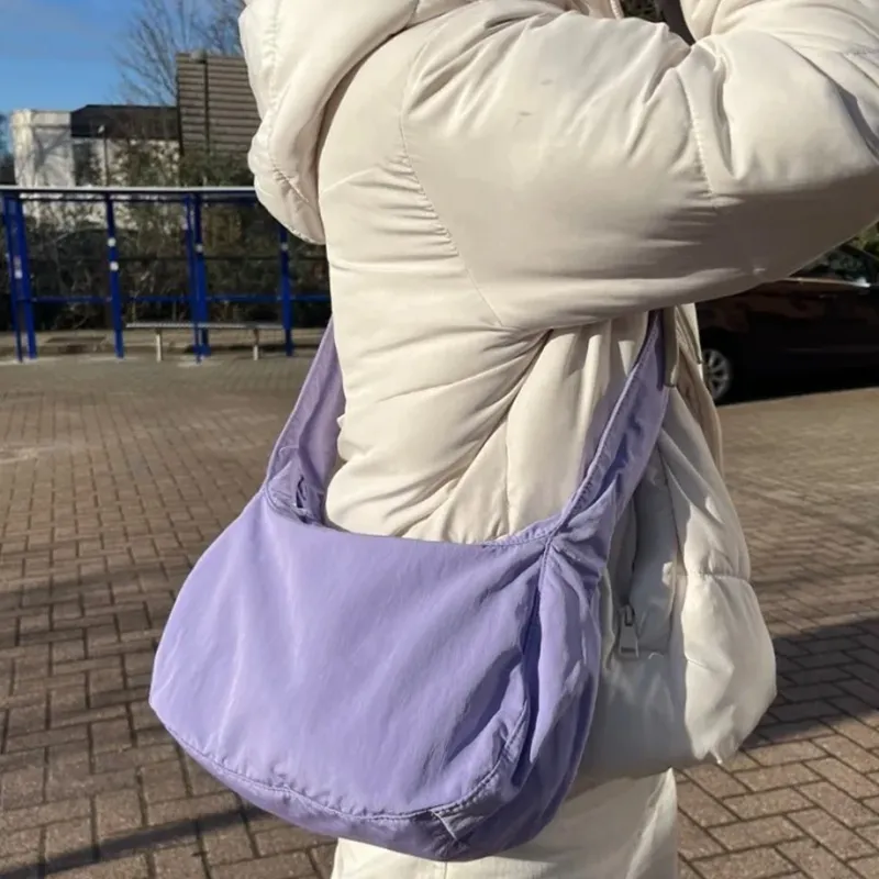 COS Polyamide Saddle Bag, Shoulder Bag, Crossbody Bag Medium Size Unisex Lilac Color-2
