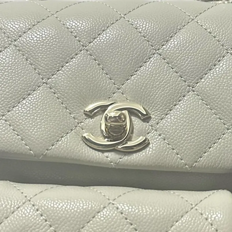 CHANEL Duma Litchi Skin Backpack Trumpets Women's Light Gray-3