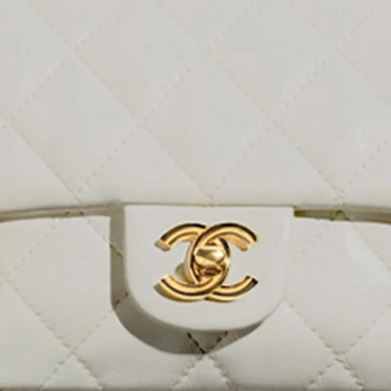 CHANEL Bright Lambskin Flap Bag, One Shoulder Handbag, Crossbody Bag Women's Gray-3