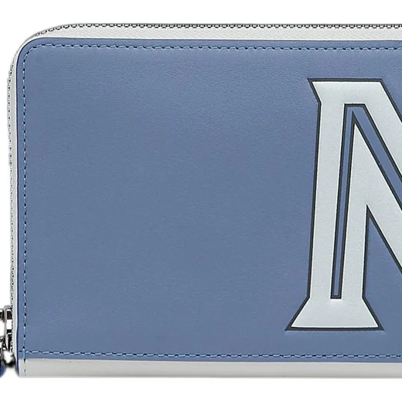 MCM Leather Wallet Women's Light Blue White-4