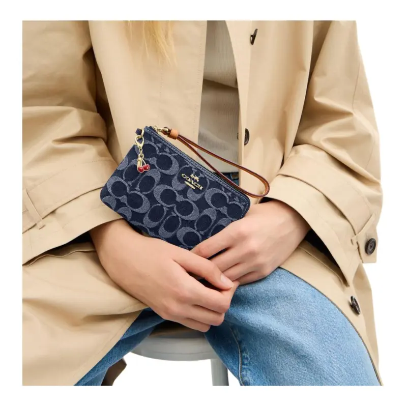 COACH Fabric Clutch Small Size Unisex Denim Blue-4