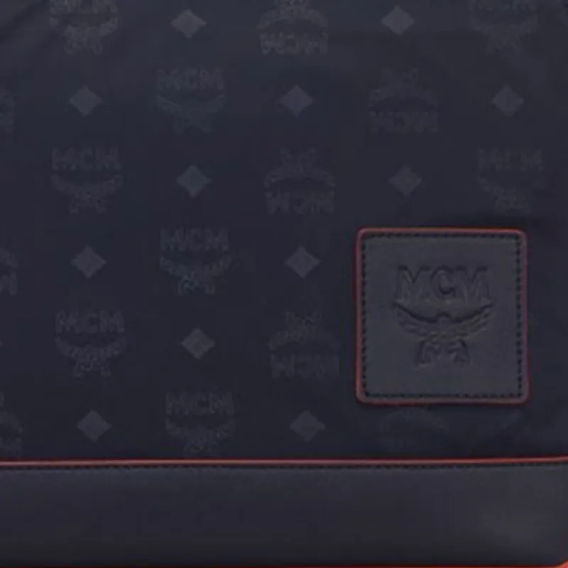 MCM Klassik Visetos Fabric With Cow Leather Clutch Men's Navy Blue-4