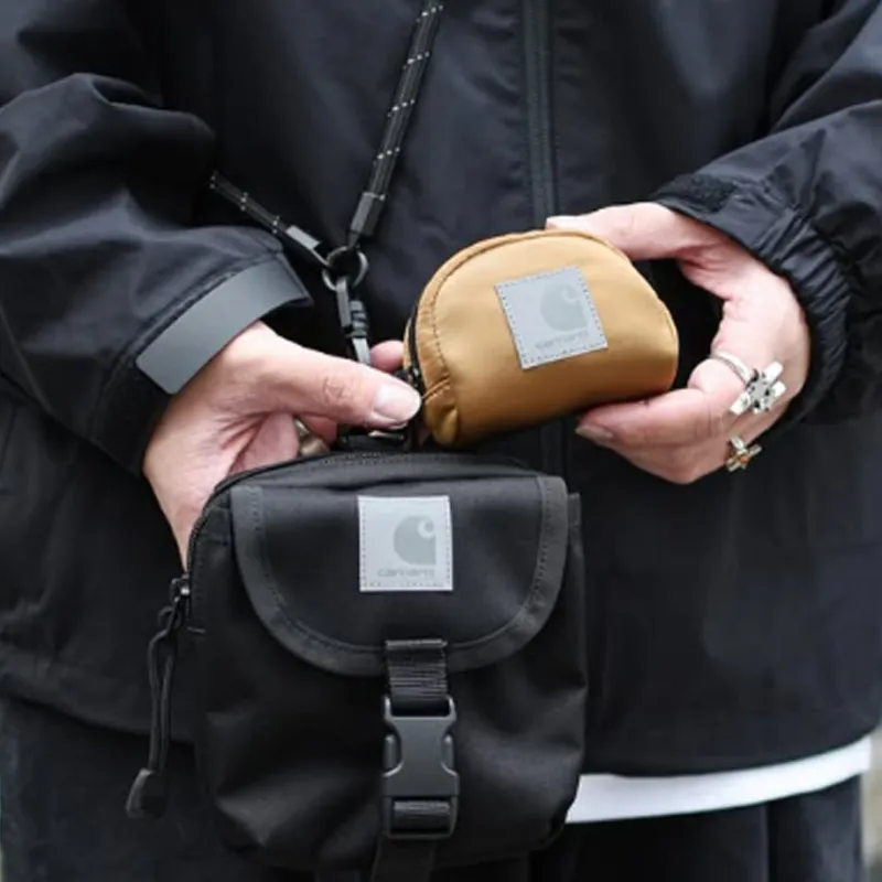 Carhartt WIP Recycled Polyester Canvas Coin Purse Regular Unisex Black & Brown-2