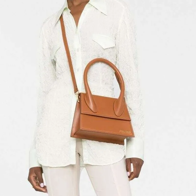 Jacquemus Cow Leather Shoulder Bag, Crossbody Bag, Handbag Tubas Women's Brown-4