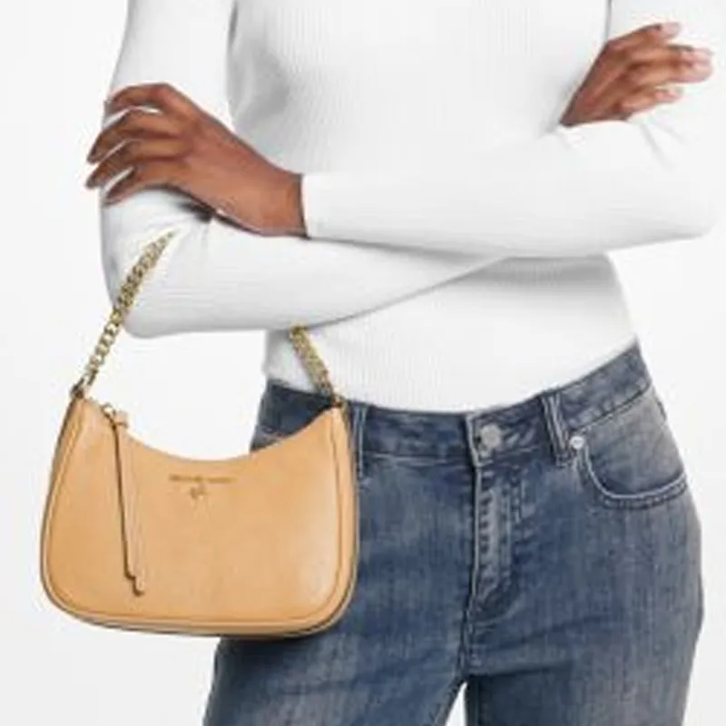 MICHAEL KORS Jet Set Charm Leather One Shoulder Handbags Small Size Women's Light Peanut-4