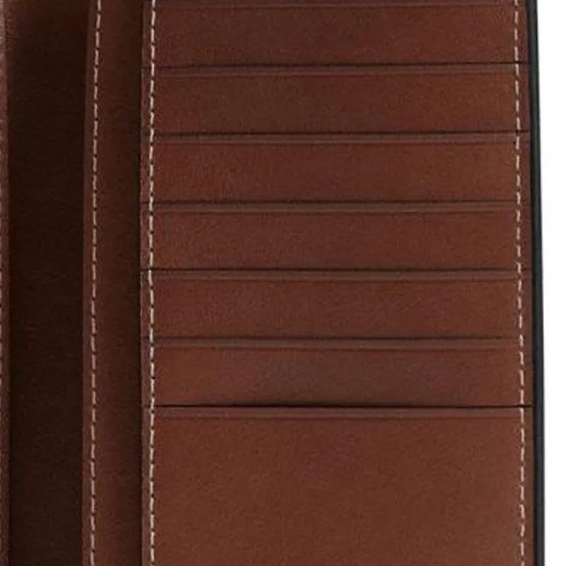 COACH Breast Pocket Grained Leather Wallet Mini Men's Red Wood Color-4