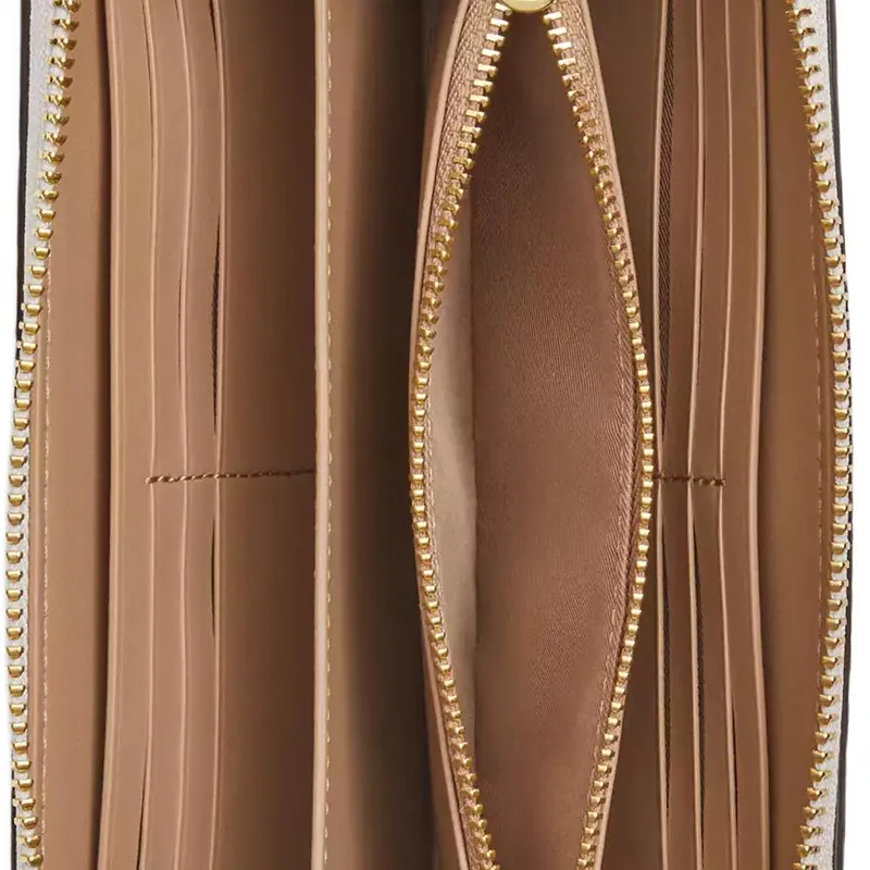 COACH Zip Around Litchi Grain Leather Wallet Small Size Women's Chalk Multicolor-3
