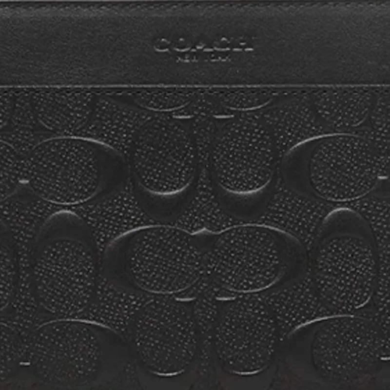 COACH Accordion Wallet Leather Clutches Wallets Men's Black-4
