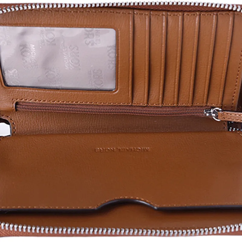 MICHAEL KORS Jet Set Travel Leather Clutches Wallets Women's Brown-4