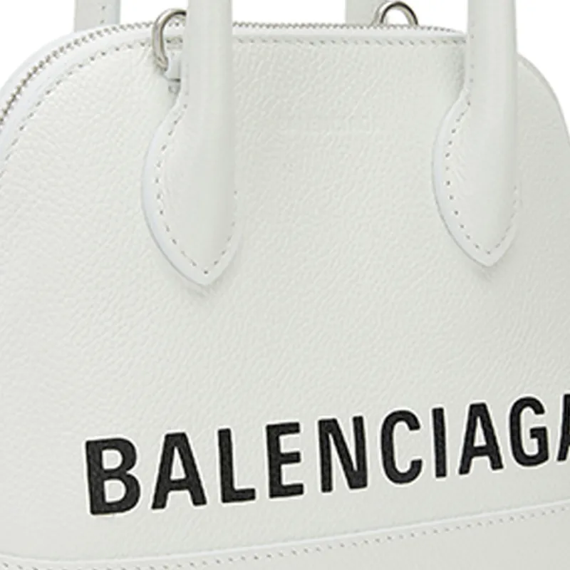 Balenciaga Ville Cow Leather One Shoulder Handbags Small Size Women's White-4