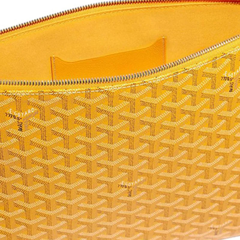 GOYARD SENAT Canvas With Leather Wallet Toiletry Bag Clutch Unisex Yellow-4