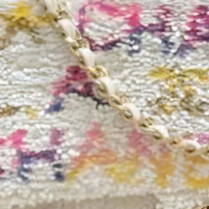 CHANEL Sequins Flap Bag, Shoulder Bag, Crossbody Bag Trumpets Women's White & Pink-2