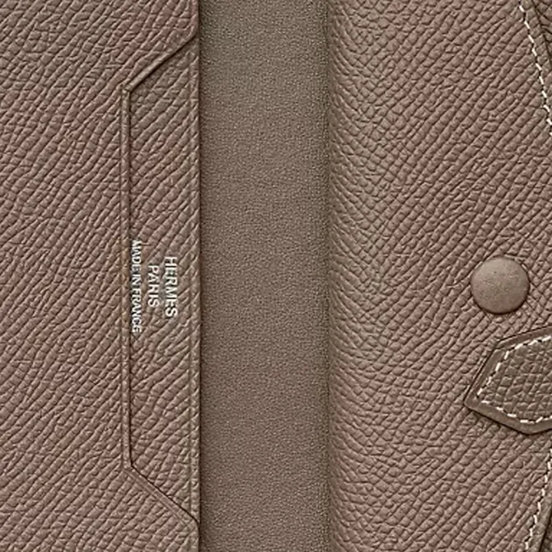 HERMES Bearn Epsom Calfskin Wallet Women's 18 Etoupe Elephant Gray-2