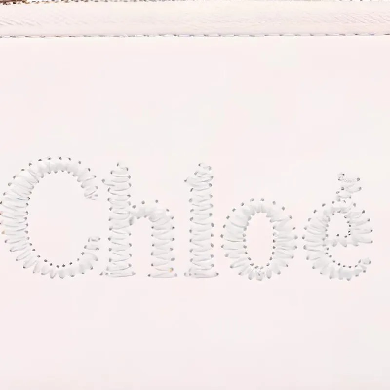 Chloe Bright Calfskin Wallet Trumpets Women's Gray-3