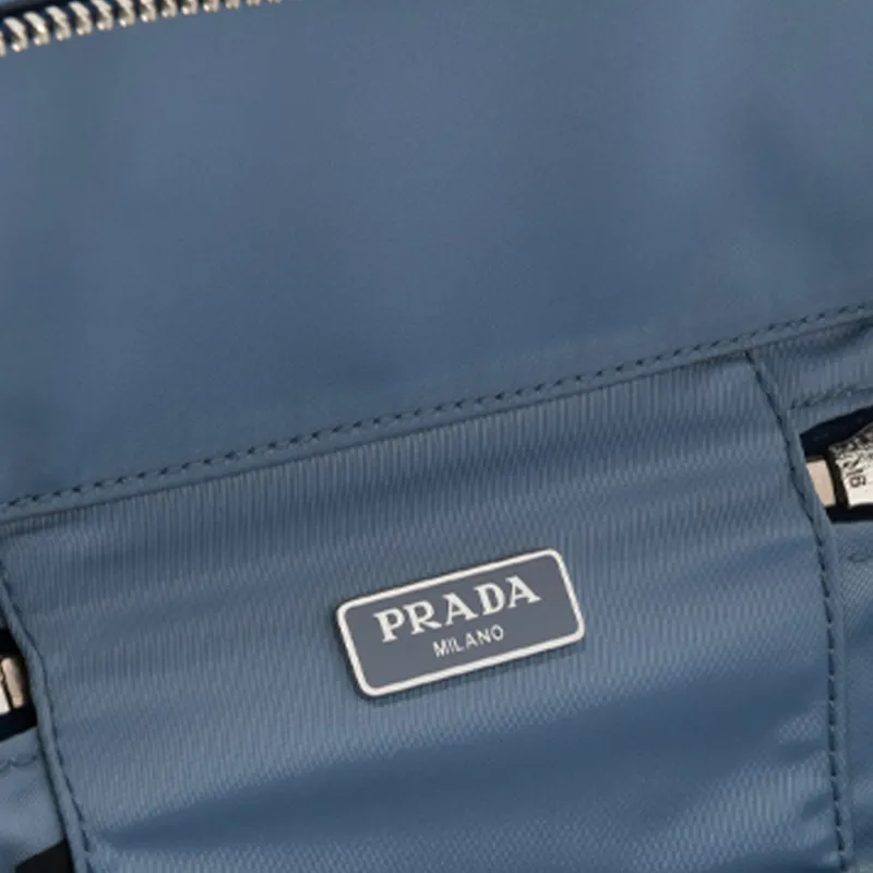 PRADA Saffiano Leather Toiletry Bag Small Size Women's Blue-3