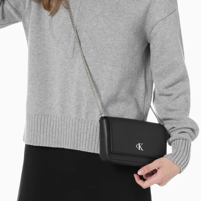 CALVIN KLEIN Minimal Collection Polyester With Polyurethane Shoulder Bag, Crossbody Bag Women's Black-4