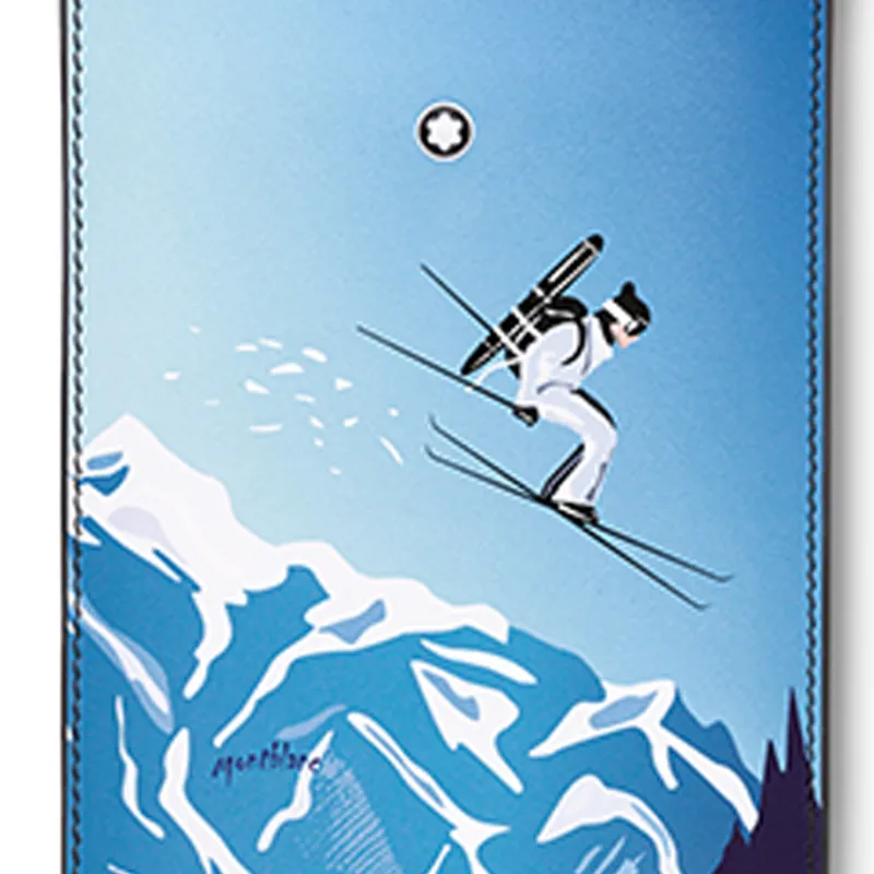 MONTBLANC Grained Cow Leather Cell Phone Case One Shoulder Crossbody Cell Phone Pouch Men's Blue-4