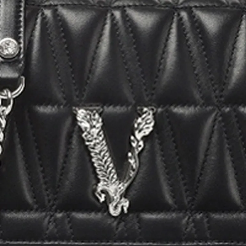 VERSACE Virtus Leather Evening Party Bag Shoulder Bag Crossbody Bag Women's Black-3