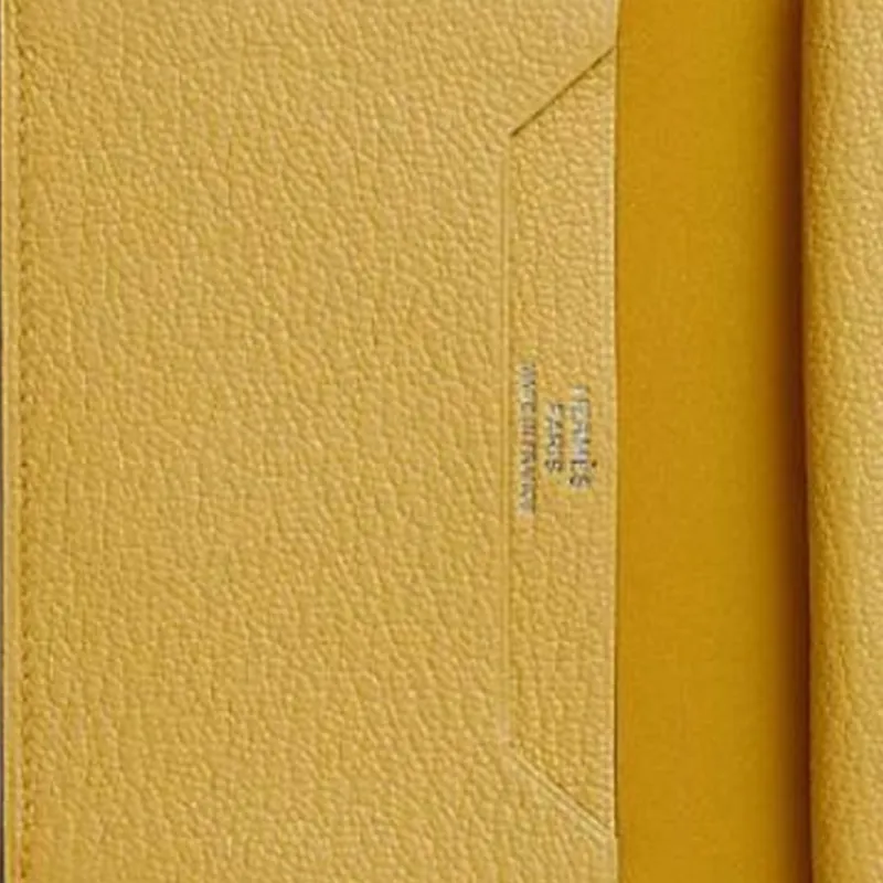HERMES Bearn Goatskin Wallet Mini Women's Sun Yellow-3
